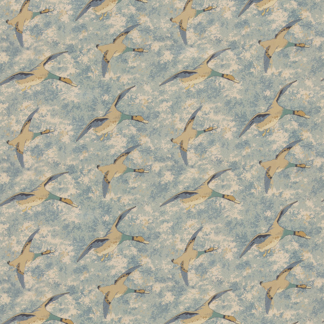 Forest Ducks Blue by Mulberry Fabric