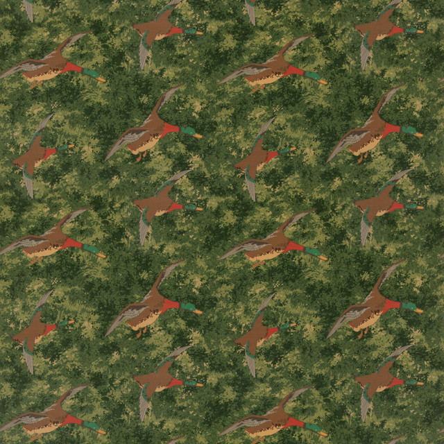 Forest Ducks Velvet Emerald by Mulberry Fabric