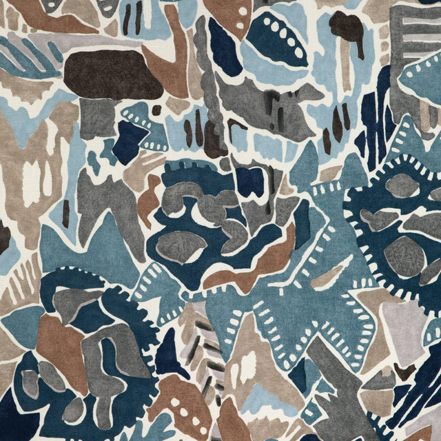 Chrystie Print Denim/Slate by Lee Jofa Modern Fabric
