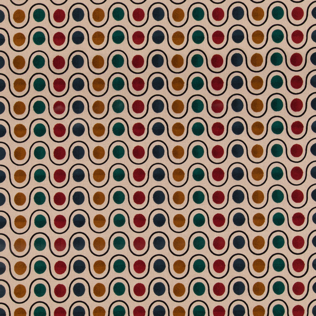 Wicket Teal/Red by Mulberry Fabric