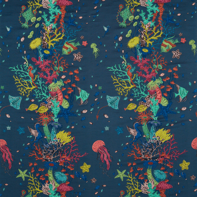 Seaforest Jacquard Navy by Clarke And Clarke Fabric