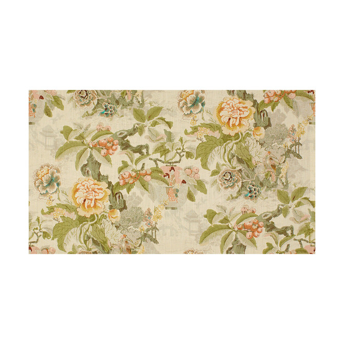 Chinese Lantern Greens/ by Lee Jofa Fabric - LINEN - 100% Thailand LIGHT Horizontal: 0 and Vertical: 28.5 50 - Fabric Carolina -