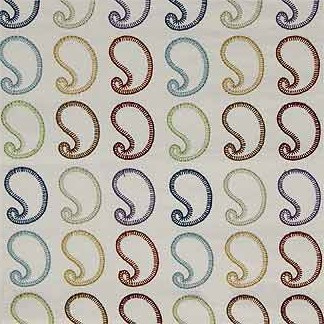 Macaron Multi 4301011000 by Carole Fabric Exclusive Blood Orange 90% Cotton, 10% Polyester INDIA H: 7 1/2"V, 6 1/4"H  51" Minimum (See sample for specifics) - Fabric Carolina - Carole Exclusive