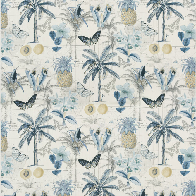 Orinoco Blue by Baker Lifestyle Fabric CARNIVAL COTTON - 90%;LINEN - 10% United Kingdom HEAVY Horizontal: 35.854 and Vertical: 35.066 53.978 - Fabric Carolina -