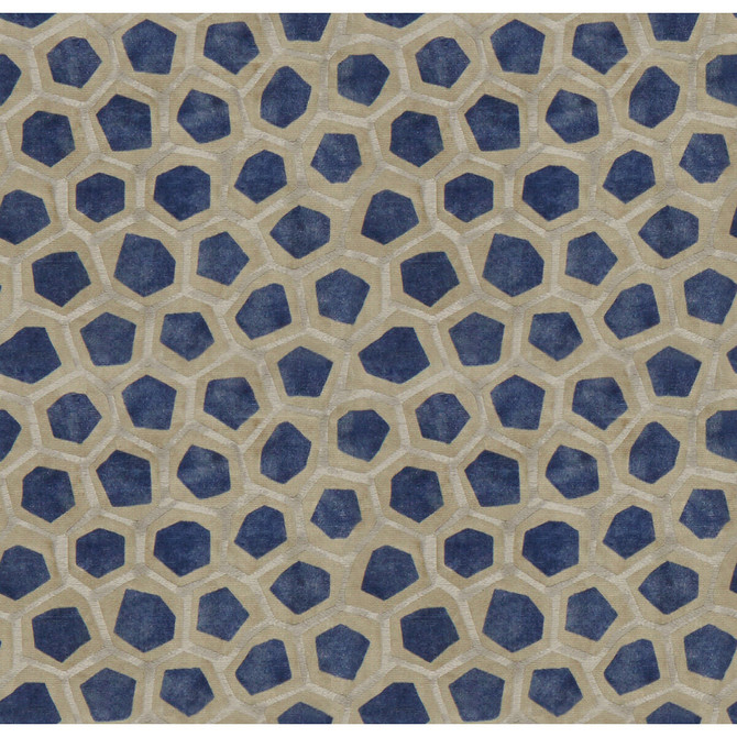 Hexagon Velvet Sapphire by Groundworks Fabric PRISM VISCOSE - 64%;COTTON - 36% Italy HEAVY Horizontal: 6.75 and Vertical: 7 53 - Fabric Carolina -