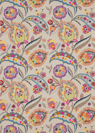 Oakwood Multi by Mulberry Fabric Mulberry Fabric Oakwood MultiFabric BOHEMIAN TRAVELS LINEN - 52%;RAYON - 48% India </p><p>Repeat: H: 25.216, V: 30.338 50.432 - Fabric Carolina -