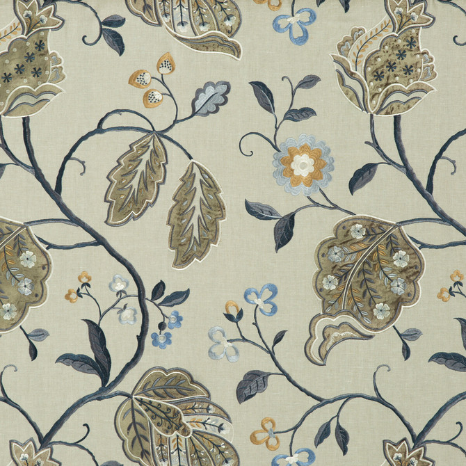 Calthorpe Indigo by G P & J Baker Fabric LANGDALE LINEN - 65%;VISCOSE - 35% India Horizontal: 25.216 and Vertical: 29.944 50.432 - Fabric Carolina -