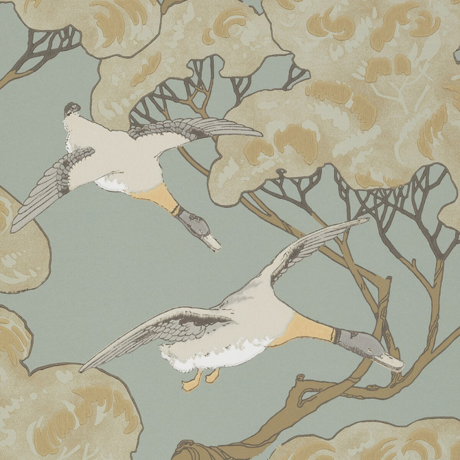 Flying Ducks Slate Blue by Mulberry Wallcovering MODERN COUNTRY PAPER - 100% United Kingdom - Horizontal: 20.488 and Vertical: 20.882 20.488 - Fabric Carolina -