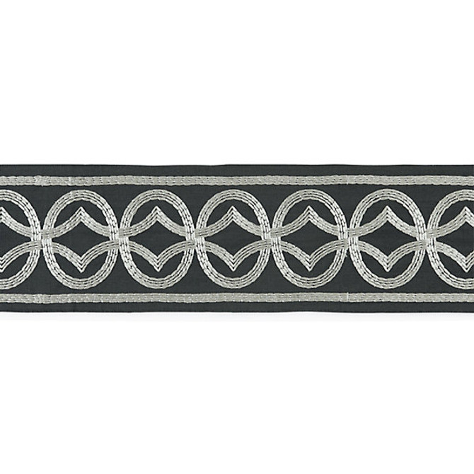 Athena Embroidered Tape/Charcoal T3305-004 by Scalamandre Trim Trim STOCKED AT 54% COTTON;39% VISCOSE;7% SPUN POLYESTER INDIA LIGHT DUTY Horizontal: 3.125" and Vertical: 5.375" - Fabric Carolina -