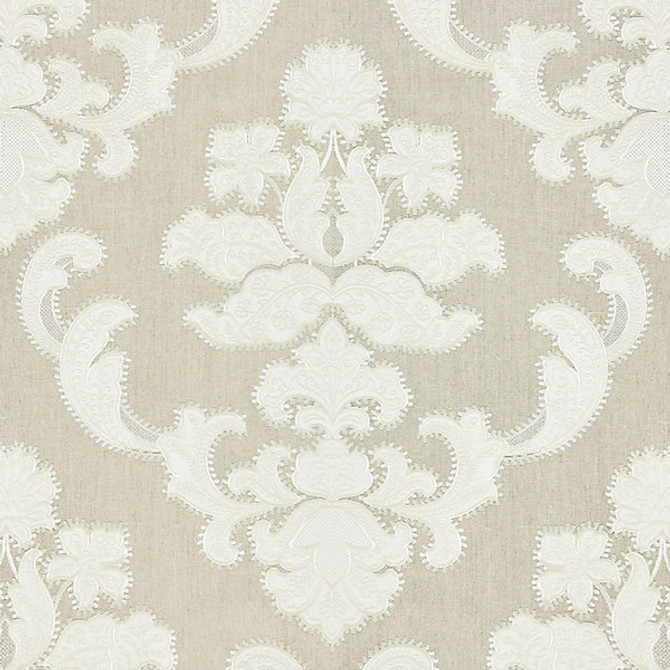 Cornelia Damask Embroidery/Flax by Scalamandre Fabric Scalamandre Fabric Cornelia Damask Embroidery/FlaxFabric NORDEN 50% LINEN 40% VISCOSE 10% COTTON INDIA </p><p>Repeat: H: 30.5", V: 25" 50" - Fabric Carolina -