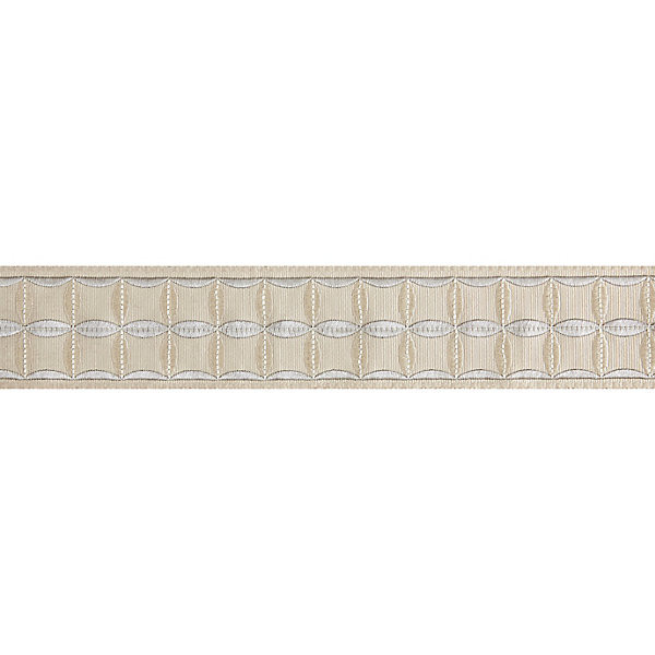 Fiori Embroidered Tape/Flax T3288-003 by Scalamandre Trim Trim SCALAMANDRE WAREHOUSE 66% COTTON 34% VISCOSE INDIA LIGHT DUTY Horizontal: 2.125" and Vertical: 2.875" - Fabric Carolina -