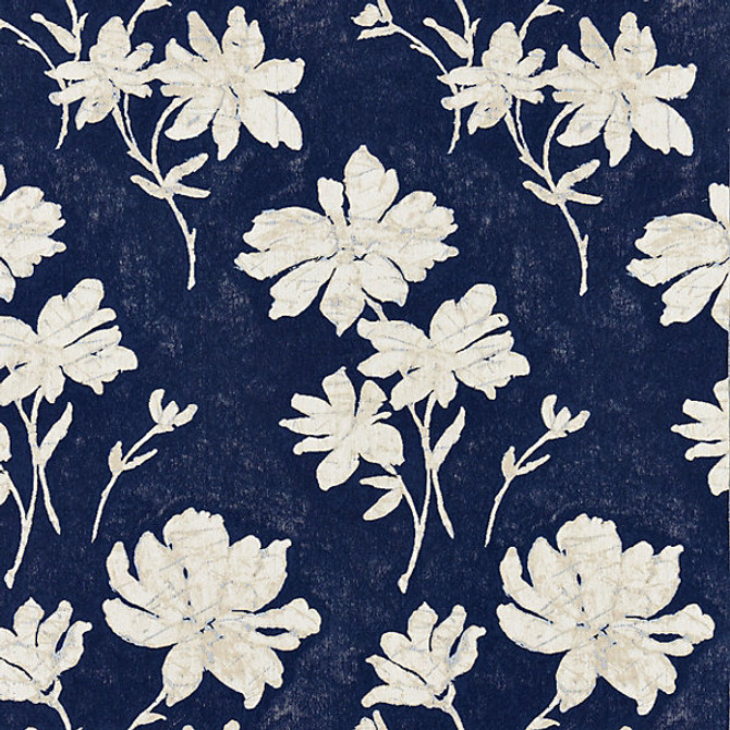 Flore Batik/Indigo 27082-002 by Scalamandre Fabric FALL 2016 STOCKED AT 100% COTTON ITALY MEDIUM DUTY Horizontal: 23.625" and Vertical: 13.375" 54" - Fabric Carolina -