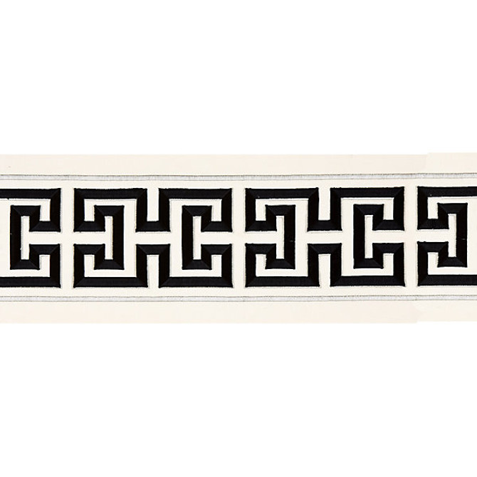 Imperial Embroidered Tape/Noir T3280-005 by Scalamandre Trim Trim FALL 2015 STOCKED AT 80% COTTON;20% RAYON INDIA LIGHT DUTY Horizontal: 6.5" and Vertical: 6" 6" - Fabric Carolina -