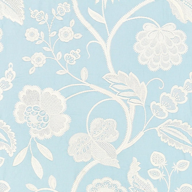 Kensington Embroidery/Sky 27151-003 by Scalamandre Fabric SCALAMANDRE WAREHOUSE 50% POLYESTER 30% LINEN 20% COTTON INDIA LIGHT DUTY Horizontal: 30.75" and Vertical: 24.75" 51" - Fabric Carolina -