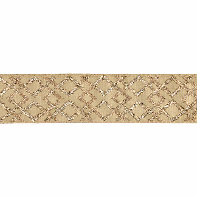 Lattice Tape/Camel T3295-003 by Scalamandre Trim Trim MODERN LUXURY STOCKED AT 70% COTTON;30% VISCOSE INDIA LIGHT DUTY Horizontal: 3.75" and Vertical: 2.75" - Fabric Carolina -