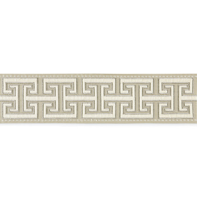 Luxor Velvet Tape/Flax T3304-004 by Scalamandre Trim Trim LA BOHEME 86% COTTON 14% VISCOSE INDIA LIGHT DUTY Horizontal: 3.75" and Vertical: 4.75" - Fabric Carolina -