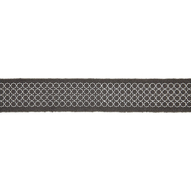 Seville Embroidered Tape/Charcoal T3289-004 by Scalamandre Trim Trim FALL 2016 STOCKED AT 91% LINEN;9% RAYON INDIA LIGHT DUTY Horizontal: .5" and Vertical: 2.5" - Fabric Carolina -