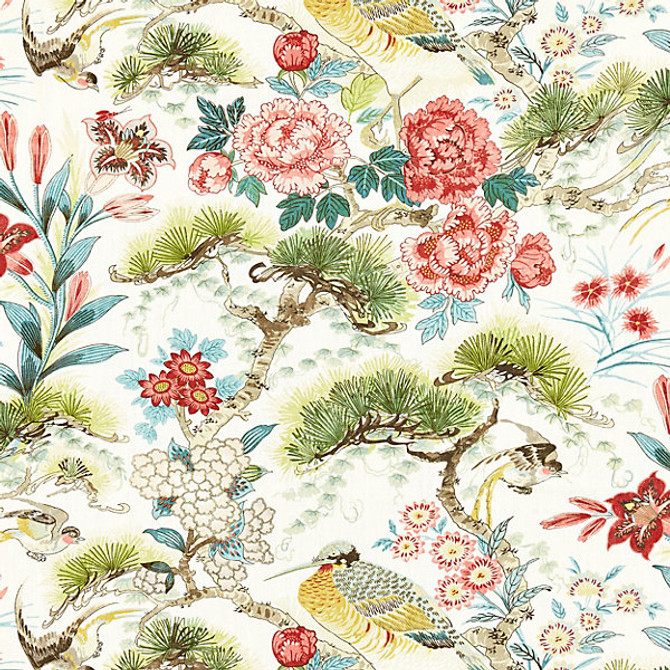 Shenyang Linen Print/Bloom 16601-003 by Scalamandre Fabric BOTANICA 100% LINEN UNITED KINGDOM LIGHT DUTY Horizontal: 26" and Vertical: 27" 54" - Fabric Carolina -