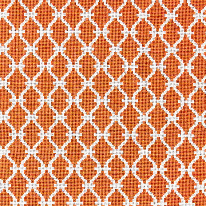 Trellis Weave/Mandarin 27009-005 by Scalamandre Fabric ORIANA 77% COTTON 20% POLYESTER 3% NYLON USA HEAVY DUTY Horizontal: 2.125" and Vertical: 1.75" 53" - Fabric Carolina -