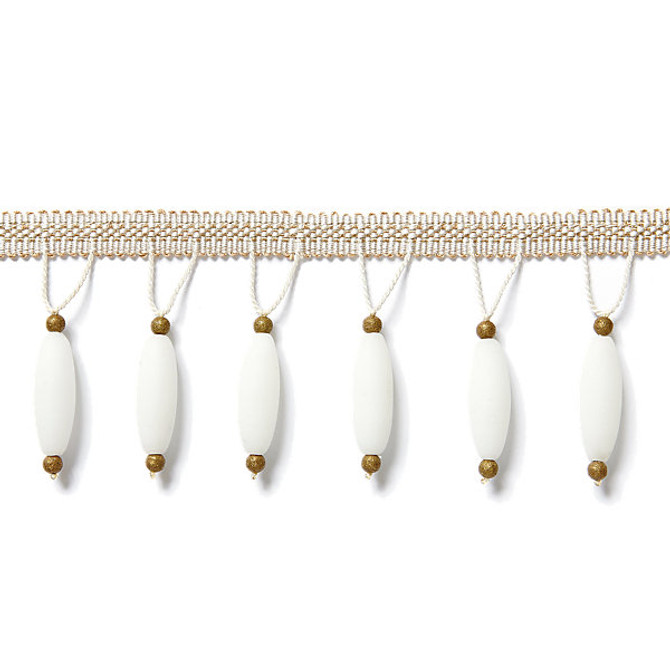 Vionnet Beaded Fringe/Alabaster FX1501-001 by Scalamandre Trim Trim MERCHANTE 91% GLASS 5% METALLIC 4% VISCOSE INDIA LIGHT DUTY Horizontal: and Vertical: 1.125" 3.125" - Fabric Carolina -