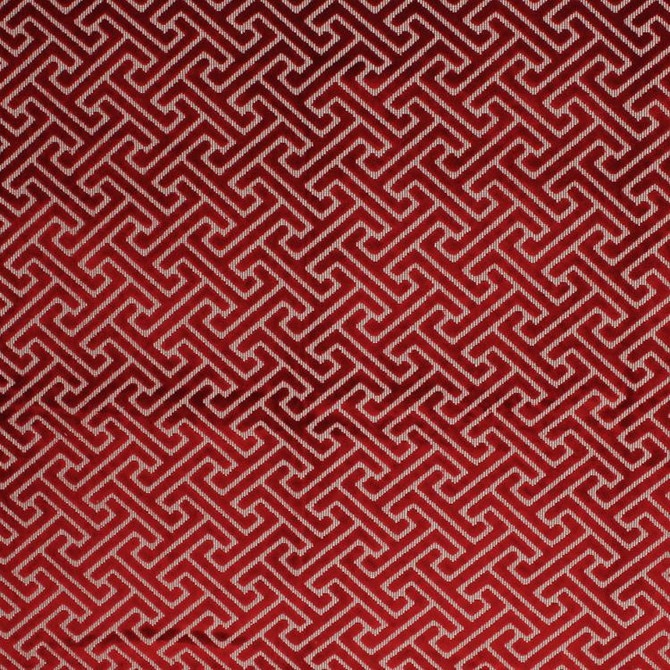 Royal Fret Ruby by RM CoCo Fabric 2017 Spring Luxe Collection 60% Spun Viscose 34% Fil Poly Horizontal: 3.44 and Vertical: 9.2 54 - Fabric Carolina -