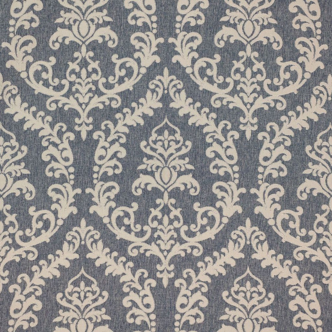 Grove Park Damask Faded Denim by RM CoCo Fabric Inspired Living Vol 16 100% Polyester See Sample 0 Horizontal: 13.7525 55.118  - Fabric Carolina -