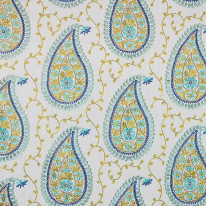 Kadiri Paisley Border Mineral by RM CoCo Fabric Inspired Living Vol 17 80% Polyester 20% Linen - Dry clean only Horizontal: 15.5 and Vertical: 13 56 - Fabric Carolina -