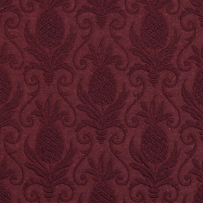 5518 Wine/Pineapple by Charlotte Fabric Enchanted Gardens 75% Cotton, 25% Polyester Asia Exceeds 70,000 Wyzenbeek Rubs (Heavy Duty) Horizontal: 7.0" x Vertical: 7.5" 54 Inches - Fabric Carolina -