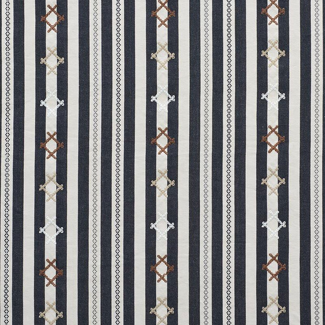 Rhodes Stripe Black 74461 by Schumacher Fabric Open Sky 6.62" - Fabric Carolina -