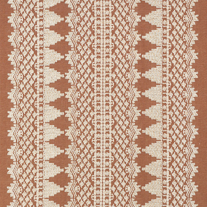 Wentworth Embroidery Rust 75470 by Schumacher Fabric NEW TRADITIONAL See Sample INDIA - </p><p>Repeat: Horizontal: 26" (66CM) and Vertical: 2 1/4" (6CM) 55" (140CM) - Fabric Carolina -