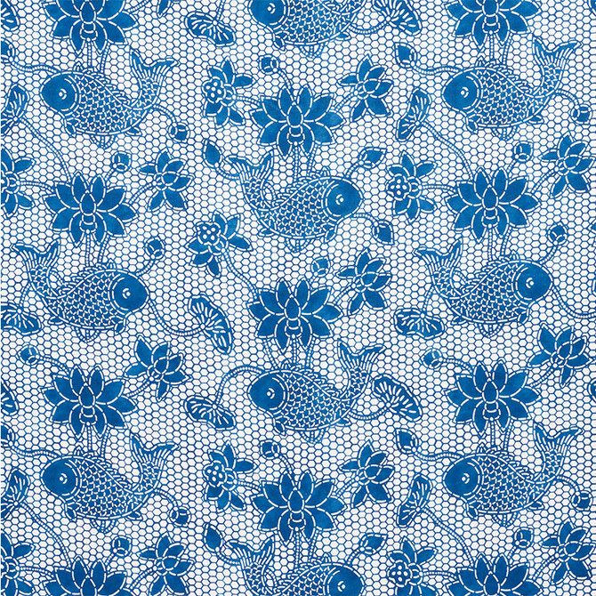 Lotus Batik Indigo 177790 by Schumacher Fabric Nautilus 100% Linen - Horizontal: 26 and Vertical: 24.5 55 - Fabric Carolina -