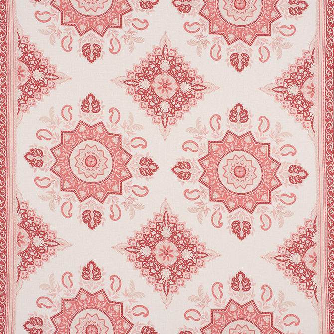 Montecito Medallion Faded Red 176483 by Schumacher Fabric MARK D SIKES See Sample CHINA - </p><p>Repeat: Horizontal: 54" (137CM) and Vertical: 25 1/4" (64CM) 54" (137CM) - Fabric Carolina -