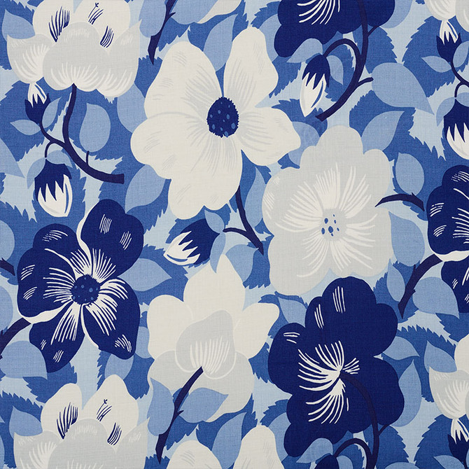 Magnolias Blues 177562 by Schumacher Fabric FLOWER POWER LINEN 90% NYLON 10% UNITED KINGDOM </p><p>Repeat: Horizontal: 21 3/4" (55CM) and Vertical: 27" (69CM) 54.5 - Fabric Carolina -