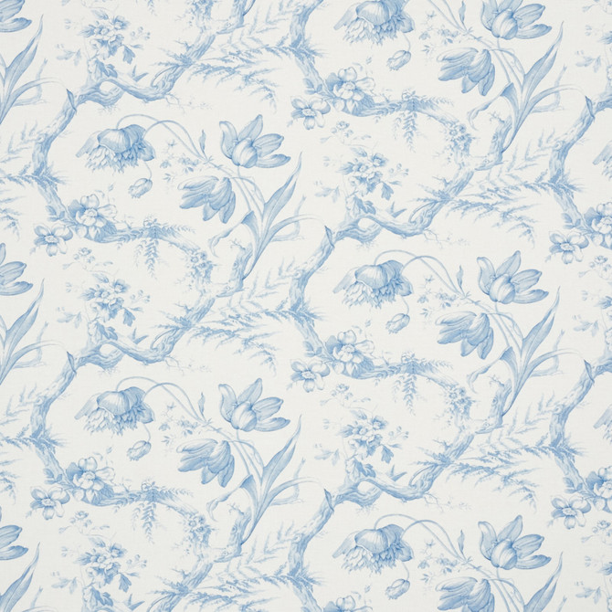Toile De Fleurs Delft 177400 by Schumacher Fabric Schumacher-Classics 67% Linen, 33% Cotton Martindale 20,000 Horizontal: 26.75 and Vertical: 13.625 54 - Fabric Carolina -