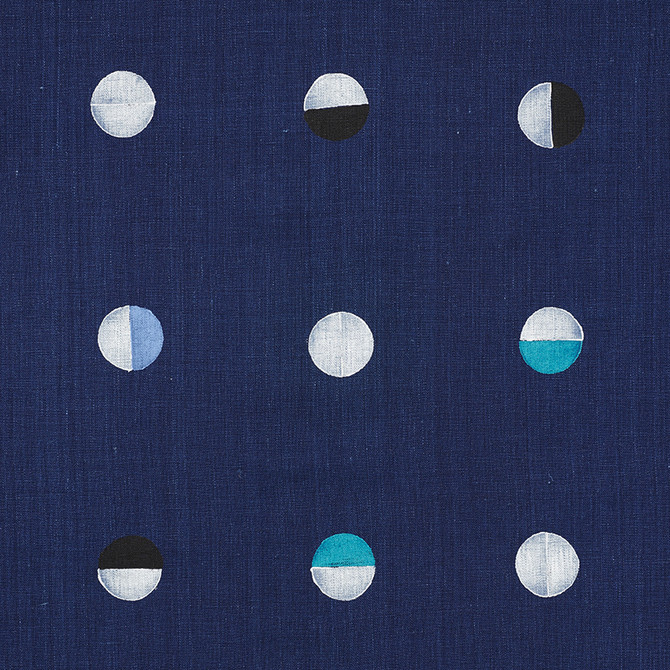 Joshua Tree Indigo Moons 74050 by Schumacher Fabric Caroline-Z-Hurley 100% Linen - Horizontal: 19 and Vertical: - 54 - Fabric Carolina -