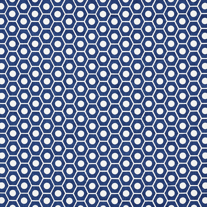 Queen B Navy 177070 by Schumacher Fabric Prints-By-Studio-Bon 100% Cotton - Horizontal: 1.25 and Vertical: 3/4- 54 - Fabric Carolina -