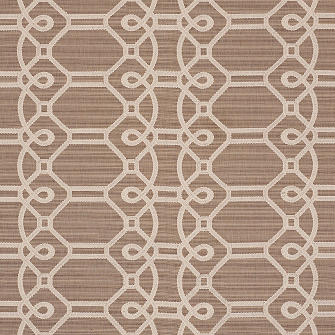 Ziz Embroidery Mocha 71932 by Schumacher Fabric Caravanne 77% Cotton, 23% Polyester` Martindale 25,000 Horizontal: 17.5 and Vertical: 6.25 53.25 - Fabric Carolina -