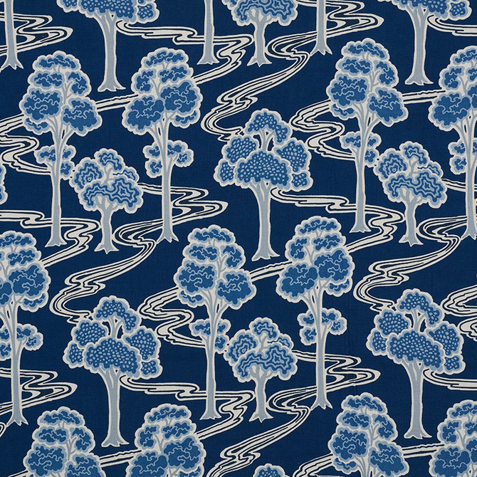 Tree River Blue 176741 by Schumacher Fabric Schumacher-Classics 100% Linen - Horizontal: 13.5 and Vertical: 29 54 - Fabric Carolina -