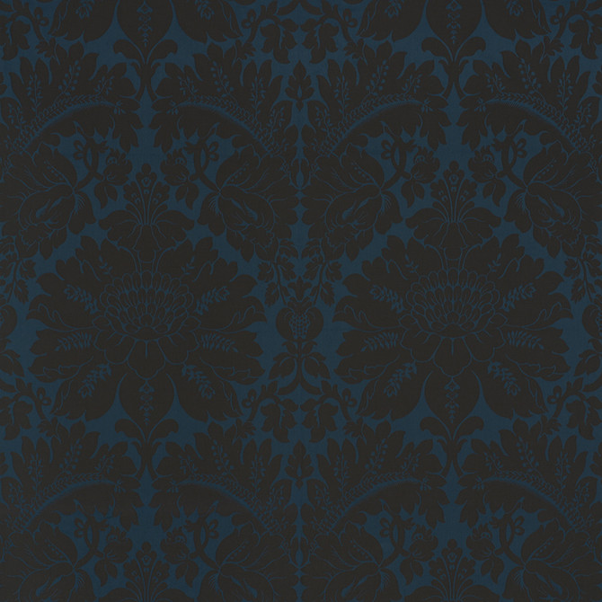 Maggiore Damasco Midnight 71280 by Schumacher Fabric Damasco 100% Cotton - Horizontal: 26 and Vertical: 31.75 54.5 - Fabric Carolina -