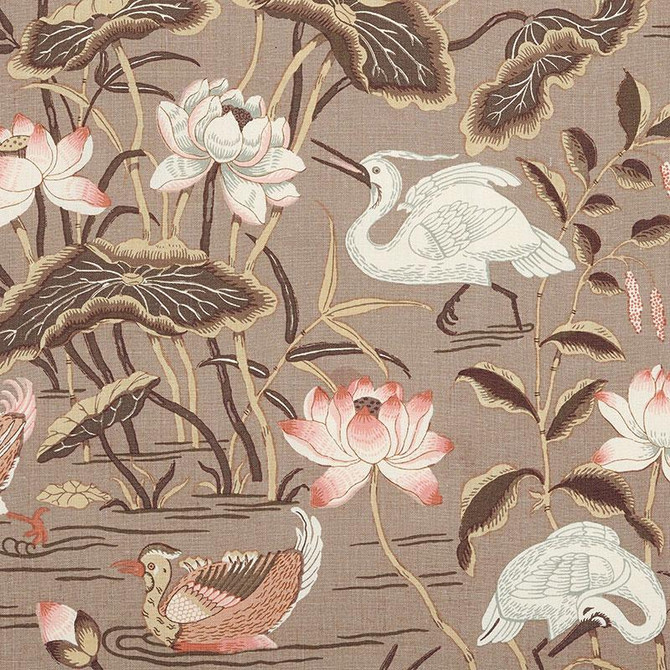 Lotus Garden Mocha 172934 by Schumacher Fabric Schumacher Classics 27.0" - Fabric Carolina -