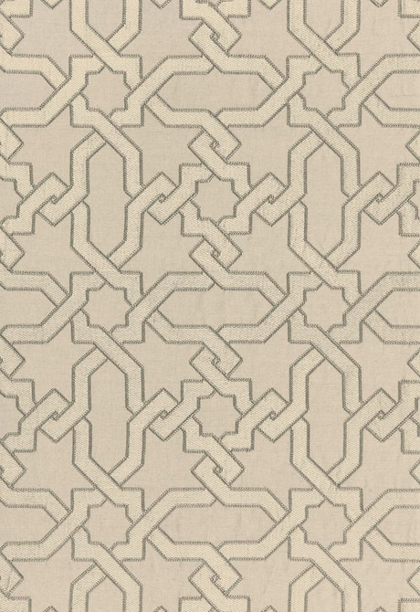 Cordoba Embroidery Stone 67571 by Schumacher Fabric Au-Naturel 56% Linen, 34% Viscose, 10% Spun Martindale 8,000 Horizontal: 12.625 and Vertical: 12.625 50.375 - Fabric Carolina -