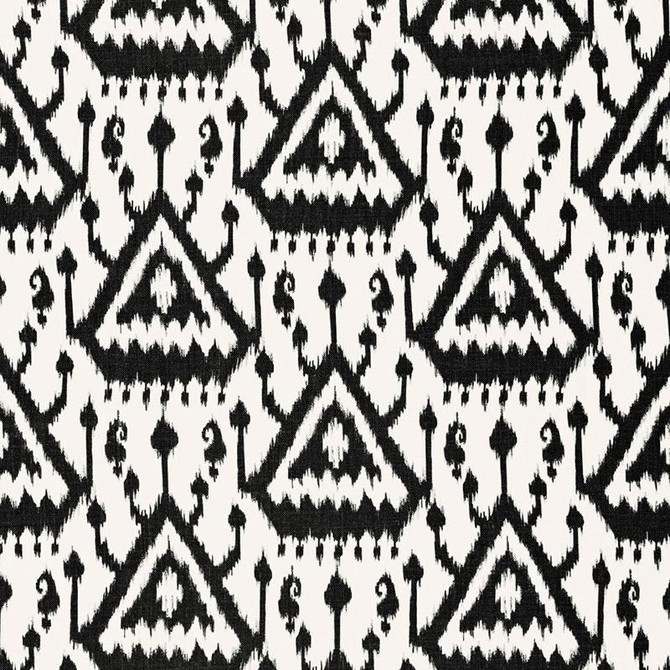 Vientiane Ikat Ebony 175021 by Schumacher Fabric Print Happy 6.75" - Fabric Carolina -
