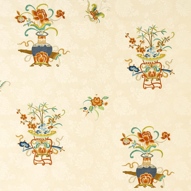 Ming Embroidery Multi-Color 64420 by Schumacher Fabric Perennial Favorites 48.0" - Fabric Carolina -