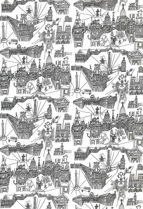 Views Of Paris Black On White 2628830 by Schumacher Fabric Exuberant-Prints 100% Cotton - Horizontal: 54.25 and Vertical: 36.375 54 - Fabric Carolina -