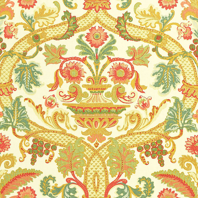 Fontenay Vase Ivory 173320 by Schumacher Fabric ARCHIVE / LINEN PRINTS See Sample UNITED KINGDOM NOT APPLICABLE </p><p>Repeat: Horizontal: 27" (69CM) and Vertical: 28 1/2" (72CM) 54" WIDE (137CM) - Fabric Carolina -