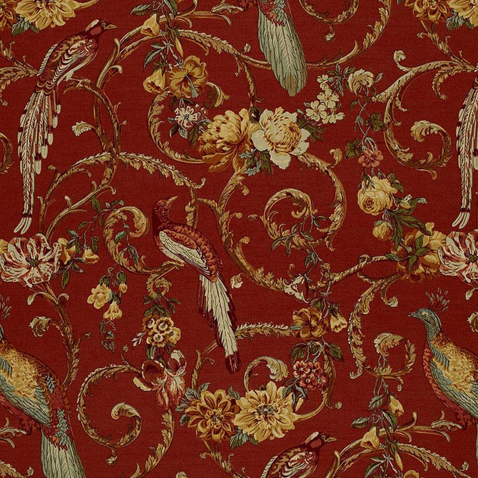 Madrigal Brick Red 1124001 by Schumacher Fabric Classic Prints 27.0" - Fabric Carolina -