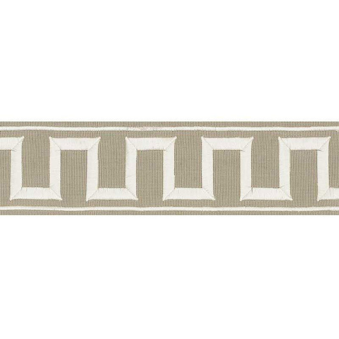 Greek Key Embroidered Tape Taupe 70796 by Schumacher Trim Miles Redd 1.8" - Fabric Carolina -