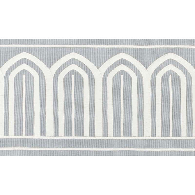 Arches Embroidered Tape Wide Sky 70773 by Schumacher Trim Miles Redd 5.3" - Fabric Carolina -