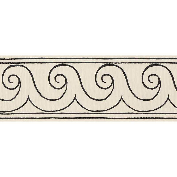 Greek Waves Black On Ivory 70750 by Schumacher Trim Miles Redd 3.3" - Fabric Carolina -