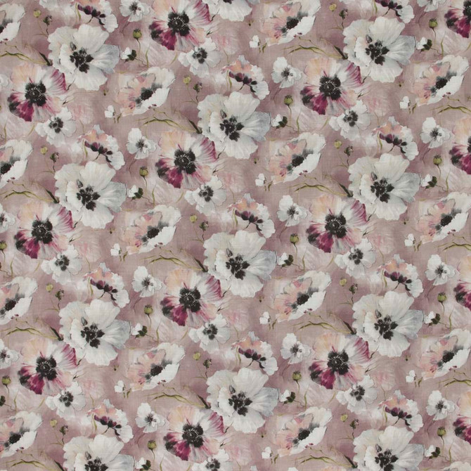 Always A Way Vintage Rose by Carole Fabric Mulberry Sangria 55% Linen, 45% Viscose Uk Passes 18,000 Circular Rubs Martindale Horizontal: 135 and Vertical: 125 53 - Fabric Carolina -